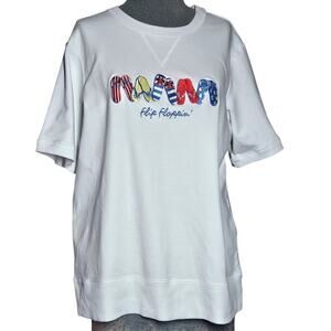 Quacker Factory Flip Floppin Cotton Blend Tee Size Large